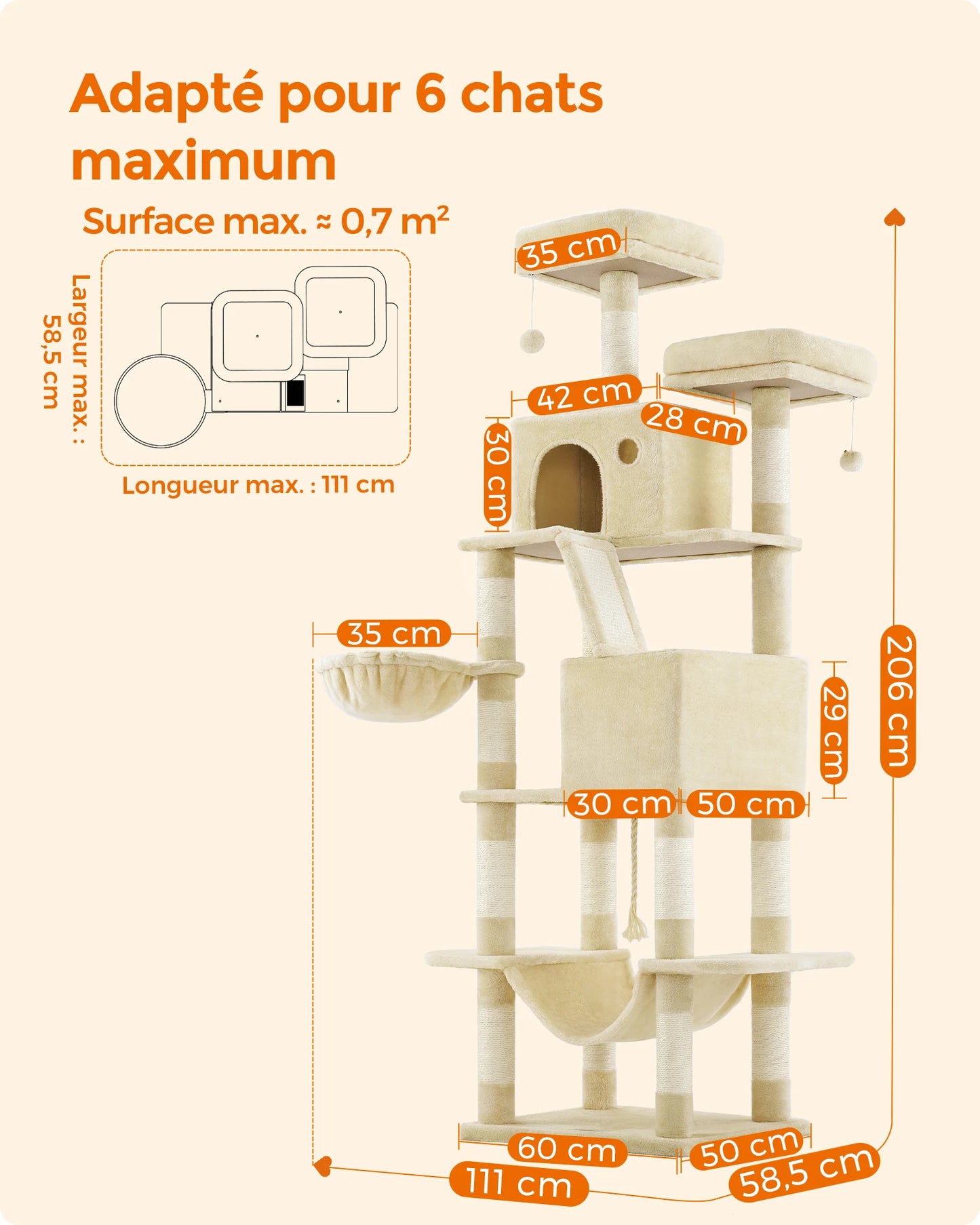 Grand Arbre à Chat 206cm