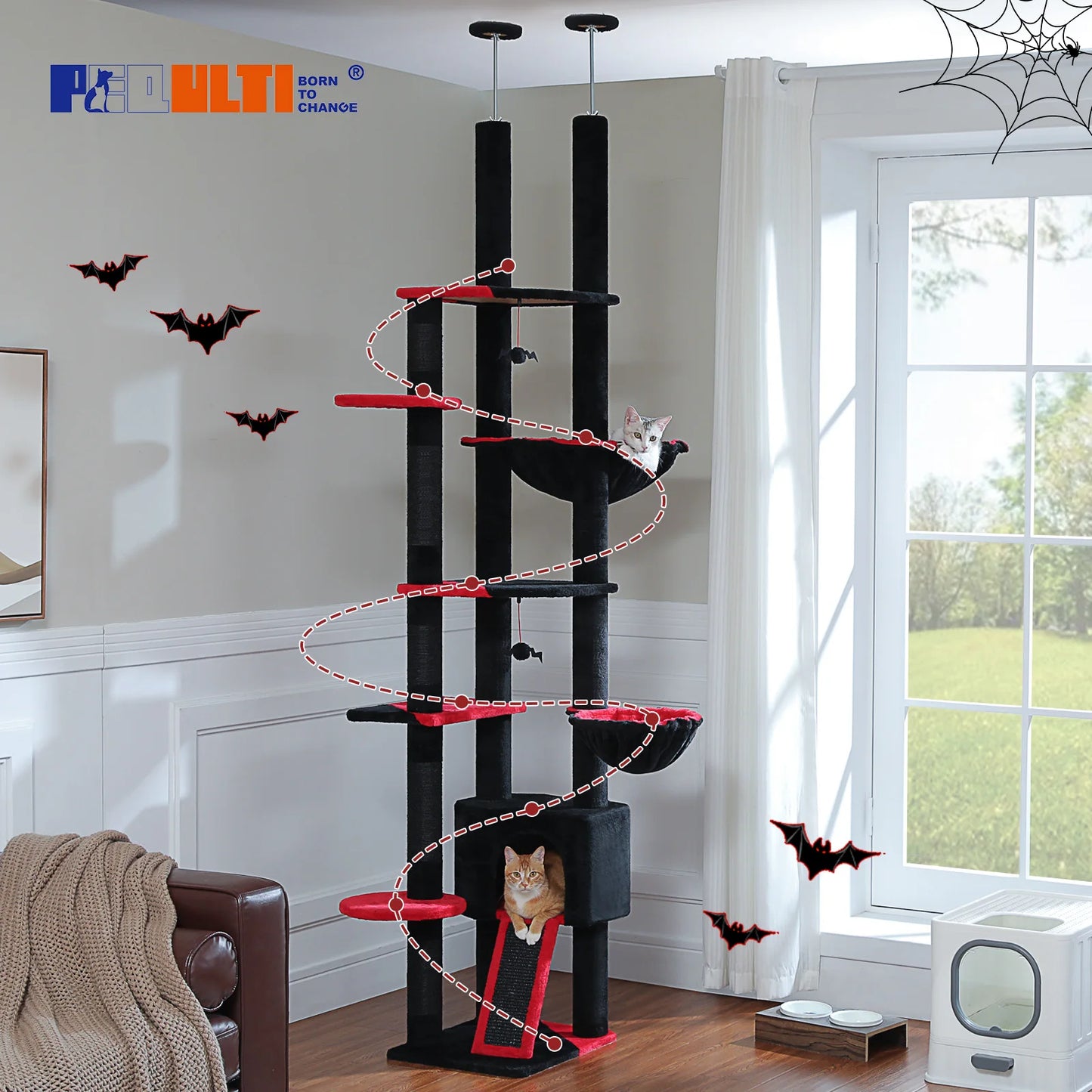 Arbre à Chat Réglable de 230 à 252 cm