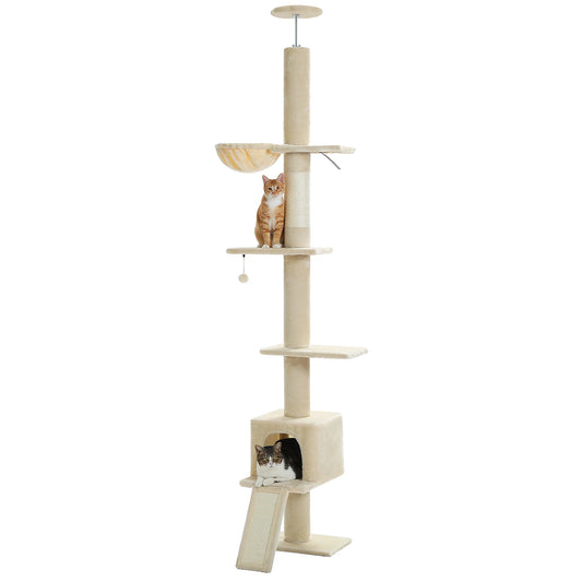 Arbre à Chat du Sol au Plafond Réglable de 210 à 274 cm