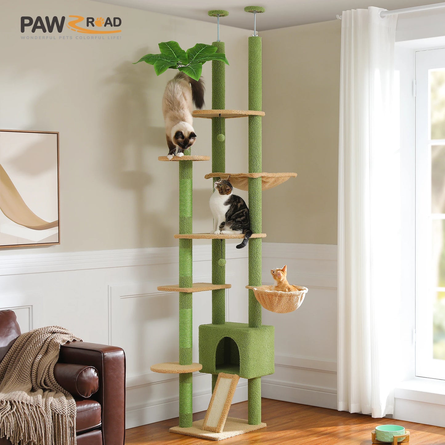 Arbre à Chat Réglable Fixation Plafond