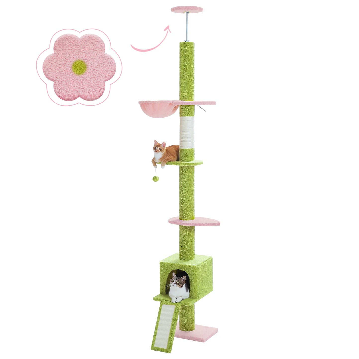 Arbre à Chat du Sol au Plafond Réglable de 210 à 274 cm